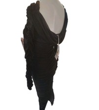 Pretty Garden Tufted Chiffon Sleeve Midi Dress S Black Lined Sexy NWT Slimming