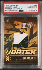 2020 Panini XR Vortex Materials Gold 10/10 Rookie Jordan Love PSA Auto On Card