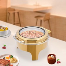 Gold Round Chafing Dishes, Stainless Steel Chafers and Buffet Warmers Sets