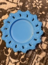Antique Opaline Blue Victorian Embossed Dish