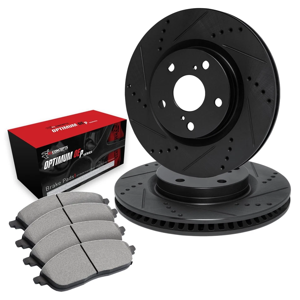 For Porsche 944 83-86 Drilled & Slotted Front Brake Kit w Optimum Pads - Image 2 of 3