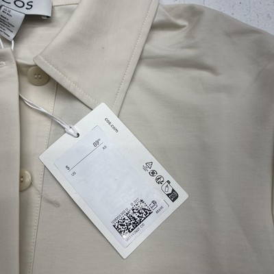 COS Shirt Womens XS Beige Collared Short Sleeve Stretch Basic Polo