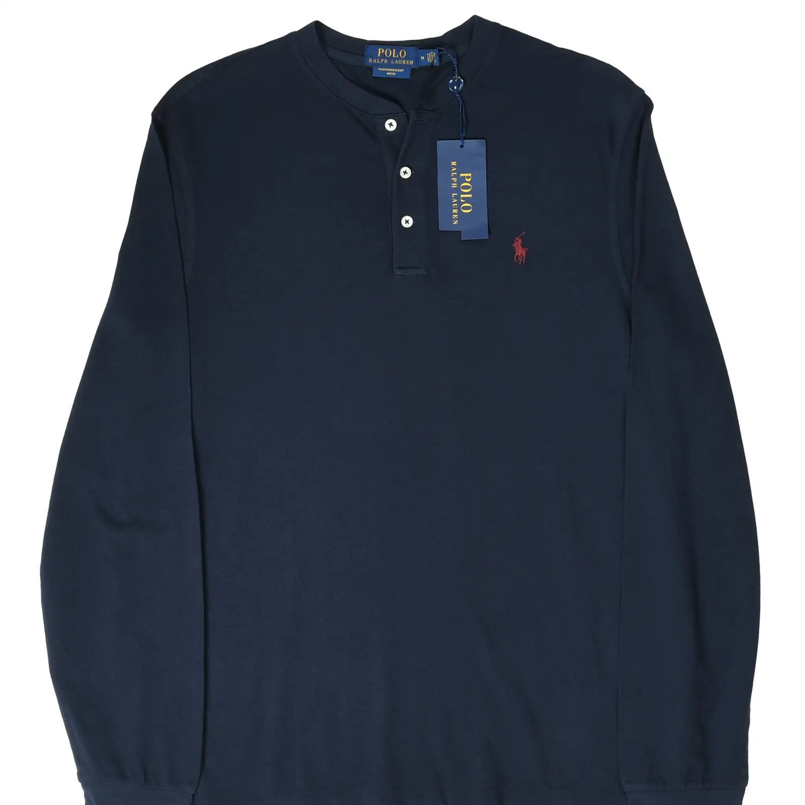 Vintage Polo Ralph Lauren Navy Blue Long-Sleeve Henley T-Shirt Size Medium Deads