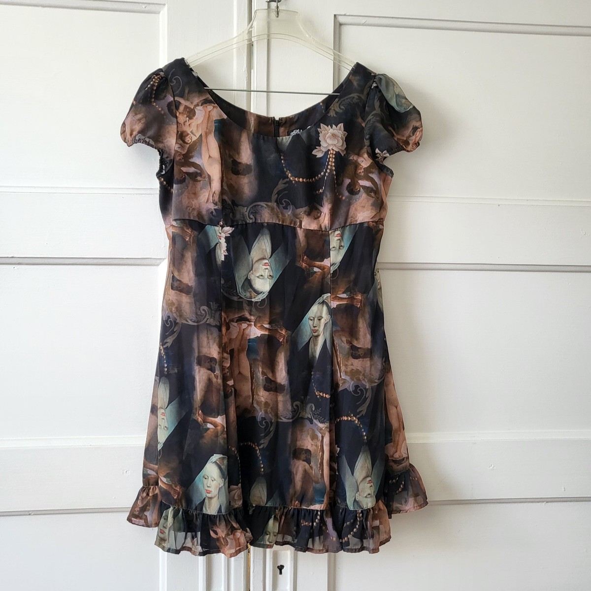 Spin Doctor Renaissance Mini Dress Babydoll Ruffle Painting Portrait Size M  Rare | eBay