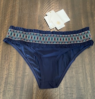 New Tory Burch Costa Hipster Baby Blue Swim Bikini Bottom Size XS Beach Pool