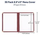 WeChef 30PCS Menu Cover 8.5x11 6 View 3 Page Burgundy Trim Trifold Restaurant — photo 6