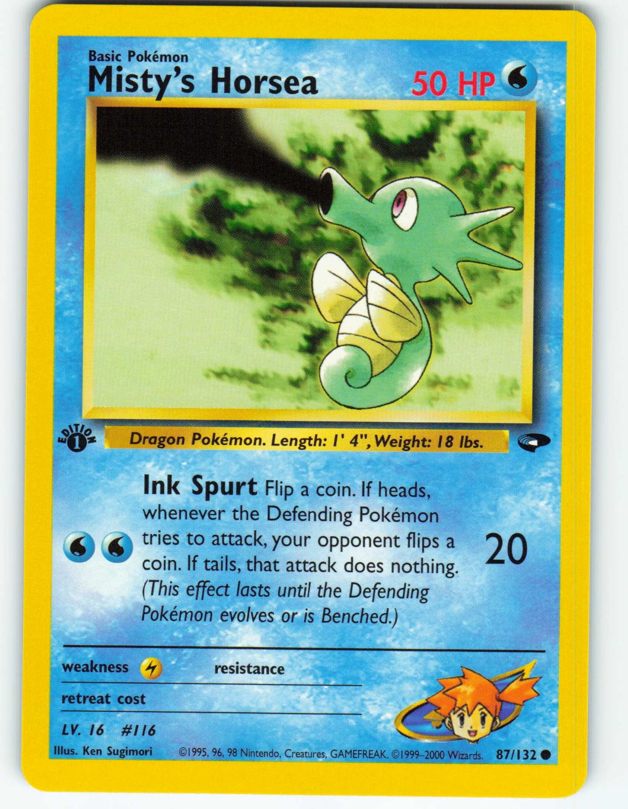 Misty's Horsea - 1st Edition - 87/132 Gym Challenge - Pokémon TCG - 2000