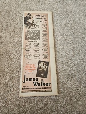 TBOOKL11 MAGAZINE ADVERT 11X4'' JAMES WALKER RINGS 