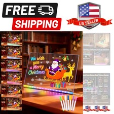 with 7 Colors, Acrylic Dry Erase Board with Light, 7.9"x7.9" Led Drawing Boar...