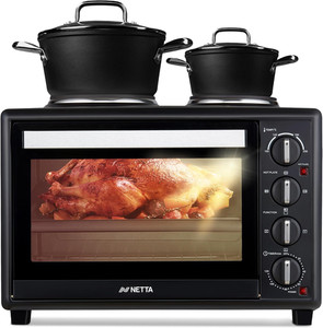 35L Mini Oven with Double Hotplate & Electric Grill - All in One Portable Table