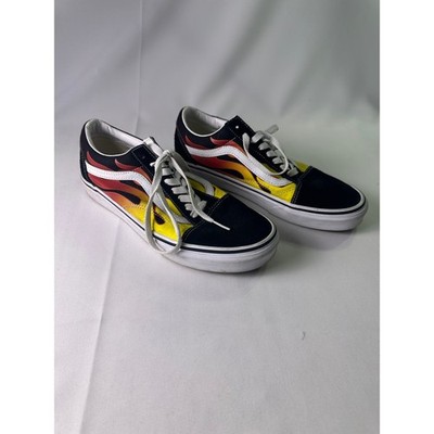Vans Old Skool Flame Wall Black Low Top Sneakers US Mens 8 / Womens 9.5