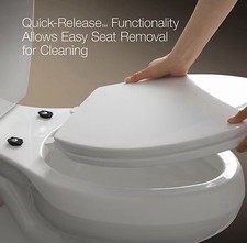 NWT KOHLER Border ReadyLatch Elongated Toilet Seat Quiet Close Biscuit 24495
