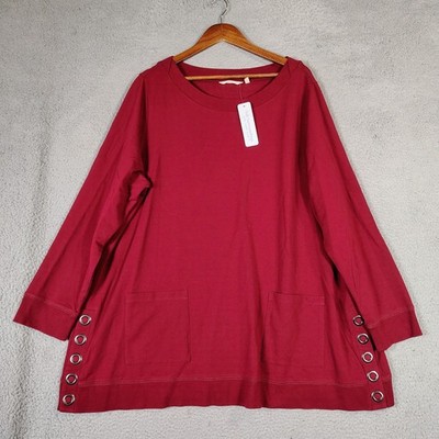 Soft Surroundings Top Womens 3X Cabernet Knit Make It Snappy Pullover Tunic NWT