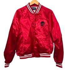 VTG PIZZA HUT Men XL Rare Red Shinny Bomber Jacket Satin Swingster Staff Uniform