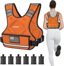 APEXUP Adjustable Weighted Vest, 4-10lb/12-18lb/20-32lb Vest 4-10lbs, Orange 
