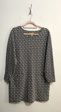 Joules Tunic Dress Size 14 Roya Grey White Jacquard Geometric Floral Long Sleeve