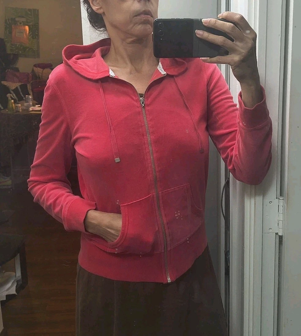 UNDERCOVER Felpa con cappuccio Victorias Secret taglia M Y2K ali d'angelo paillettes velluto magenta