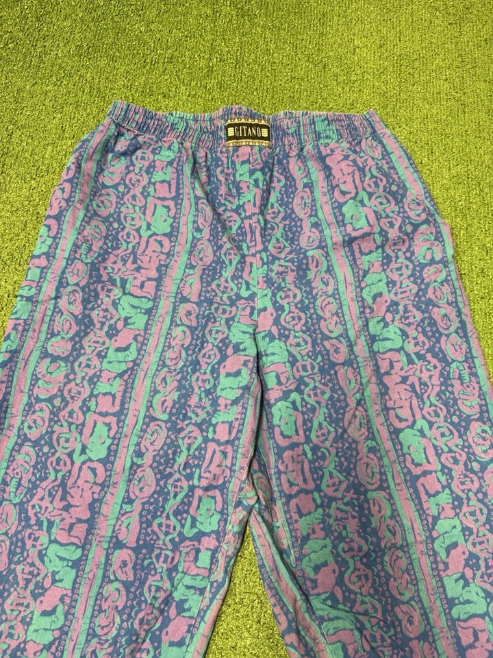 Винтажный Gitano в полоску хлопок парашют брюки размер большой молоток мешковатые спортзал пляж - Изображение 4 из 4