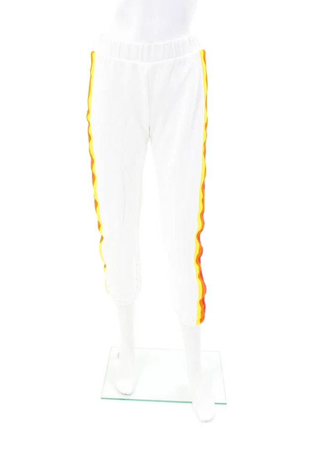 Conjunto de jogger Wesley para mujer con capucha manga larga a rayas laterales blanco talla M Foto 4 de 4