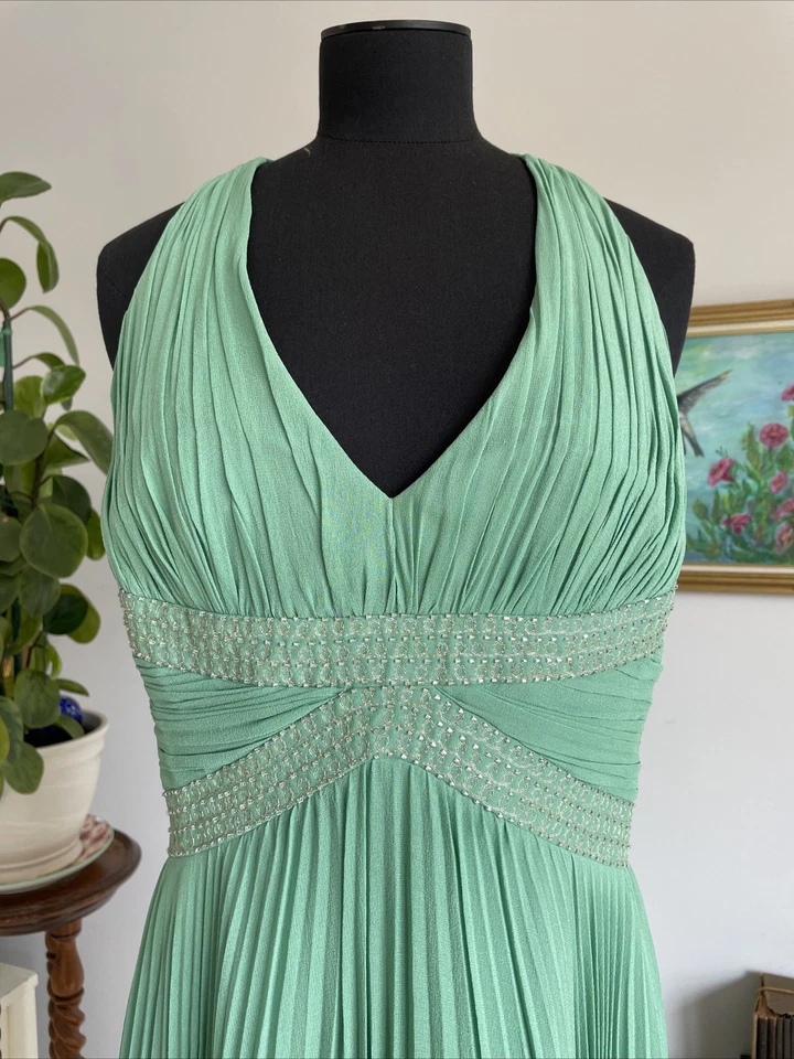 Vestido Midi De Colección Jones New York Seda Plisado Con Cuentas Talla 10P Coqueta Hada Formal Foto 3 de 4