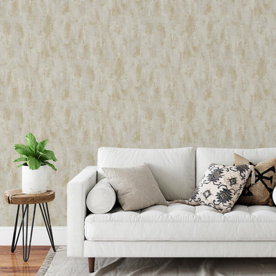 Vinyl Wallpaper Realistic Venetian Concrete Texture Gold / Taupe Grandeco A75803
