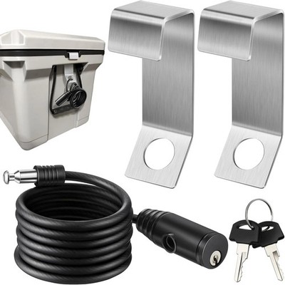 Saillong 2 Packs Cooler Lock Bracket with Security Cable Lock, Cooler Tie Down K