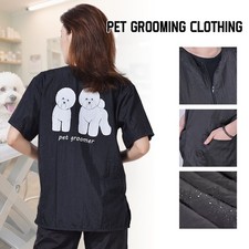 Pet Cosmetologist Clothes Pet Groomer Salon T-shirt Short Sleeve Tops Waterproof
