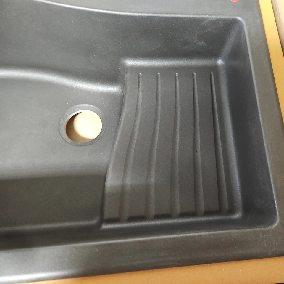  Кухонная раковина с одной чашей гранит 10 дюймов прямоугольная 33 дюйма x 22 дюйма x 10 дюймов - Изображение 3 из 4
