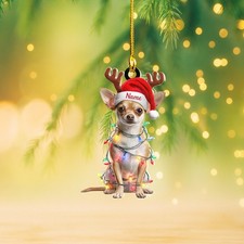 Personalized Chihuahua Dog Xmas 2D Flat Ornament, Christmas Home Decor