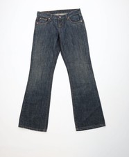 Vintage 90s Ralph Lauren Womens 2 Faded Flared Wide Leg Denim Jeans Blue Cotton