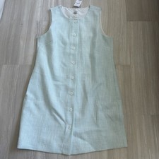 New W Tag J Crew Green White Sleeveless Button Up Dress. Size 14.