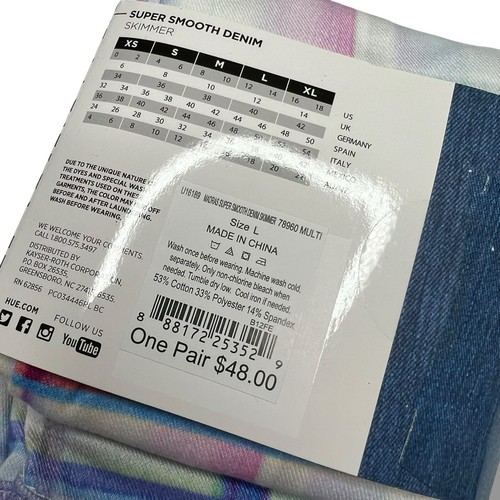 HUE Denim Skimmer Leggings Size Large Multicolor Plaid New 1 Pack - Picture 2 of 2