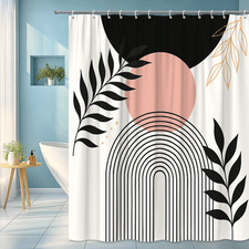 Modern Boho Black and Pink Shower Curtain for Stylish Bathrooms