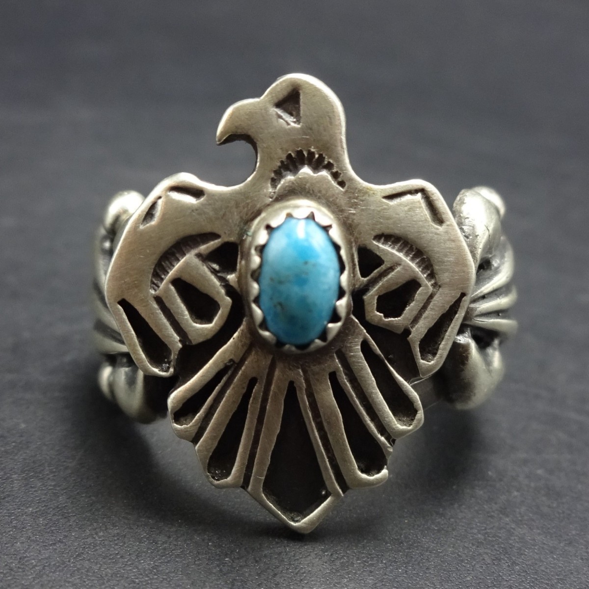 ランニングベア　RunningBears　RB シルバー リング ナバホ Vintage RUNNING BEAR Sterling Silver THUNDERBIRD TURQUOISE RING