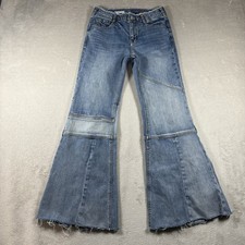 Pilcro The Supermodel High-Rise Flare Jeans size 25 Blue Distressed 1214