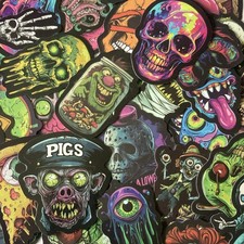 10 Multicolor Vinyl Stickers Set Horror Monsters Zombies Skulls Novelty Art