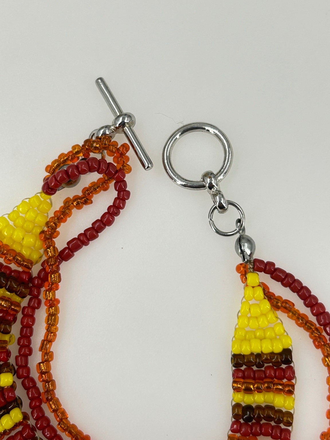 Handcrafted Beaded Bracelet Silver Toggle Clasp M… - image 4