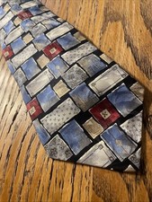 Vintage EUC Ferrell Reed For Mark Shale Silk Geometric Tie Hand Made USA Necktie