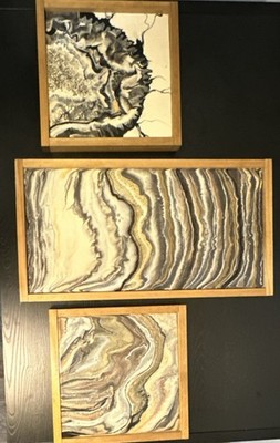 Baum Love Original Abstract Art Set of 3 Framed Signed Canvas Paintings
