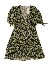 TOPSHOP Womens Tall Tea Dress UK 16 Large Green Floral Viscose DB18