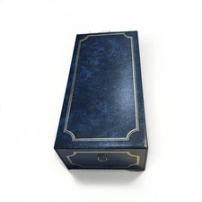 Lot Of 2 Vintage Holson Company Blue W/Gold Trim Photo Memory Drawer Boxes