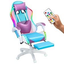 High Back Gaming Chair with Lights 300lbs Capacity PU Leather Adjustable for PC
