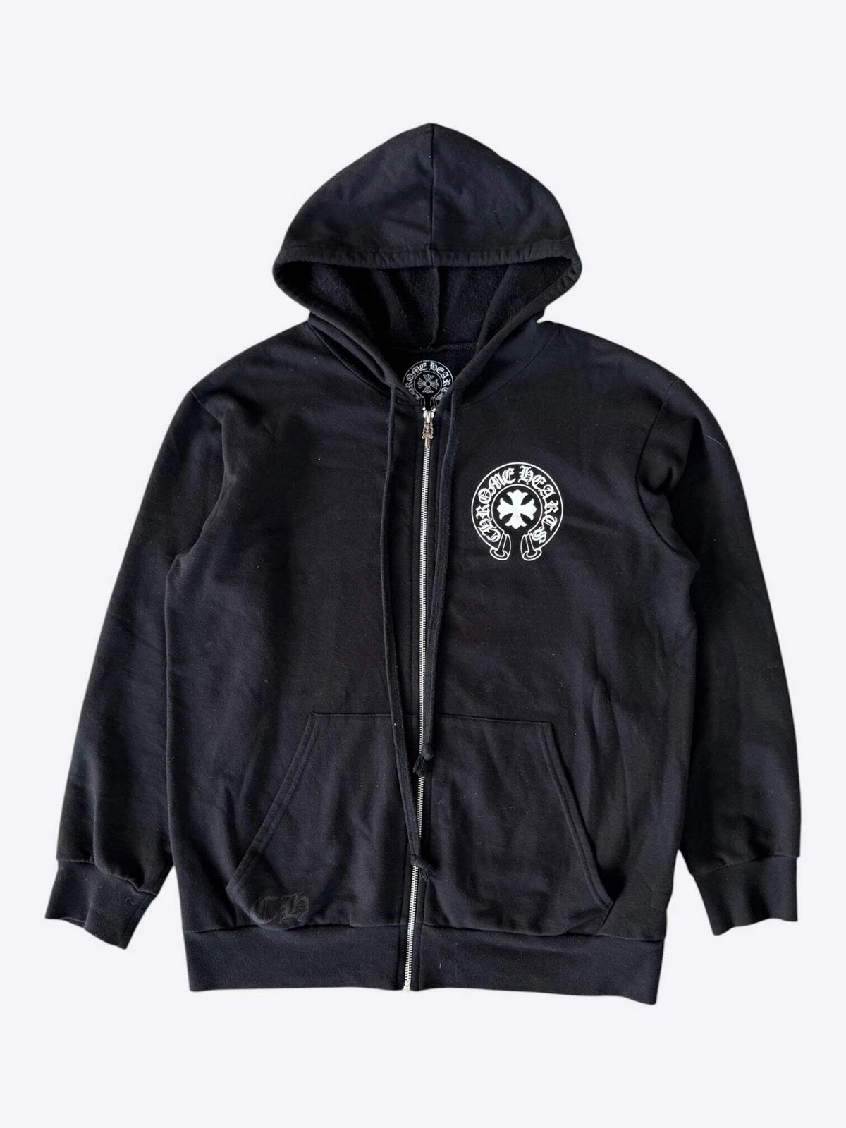 Chrome Hearts Black & White Eyechart Zip Up Hoodie