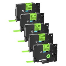 5PK Compatible with Brother PTouch Tze Tz D31 Fluorescent Green Label Tape 12mm
