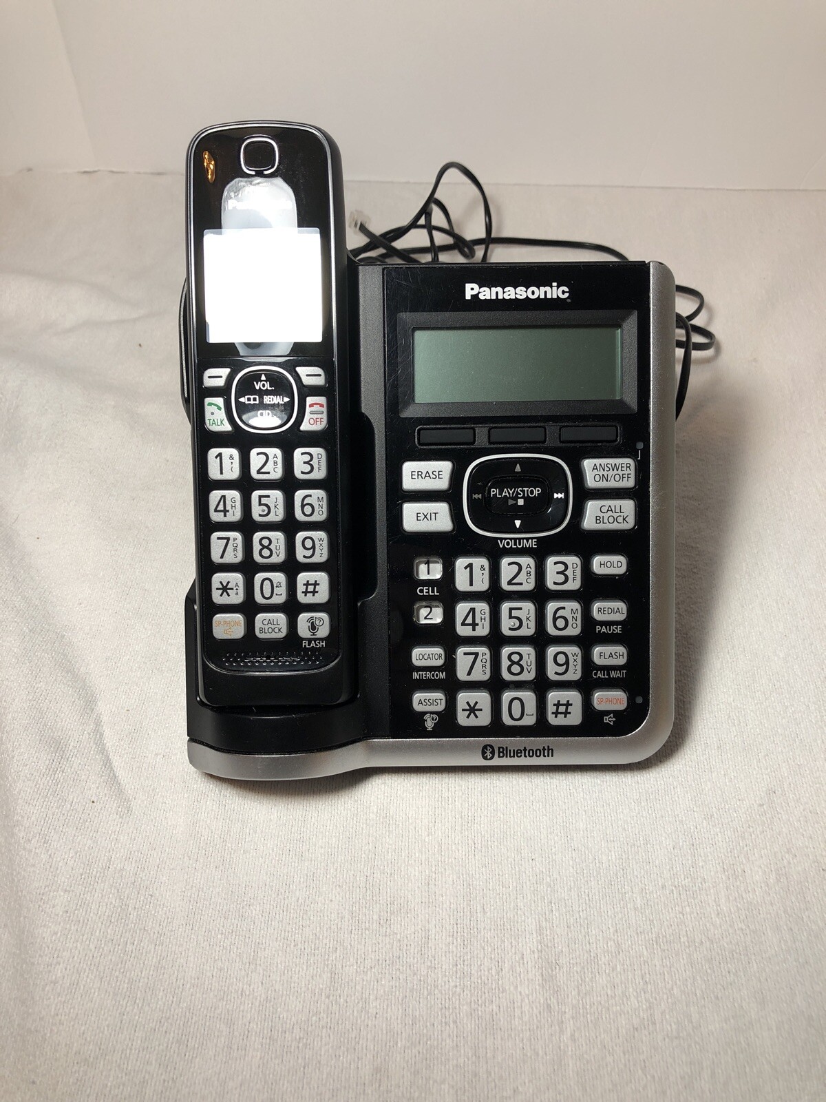Panasonic Black Cordless Phone Untested Pre-Owned Condition