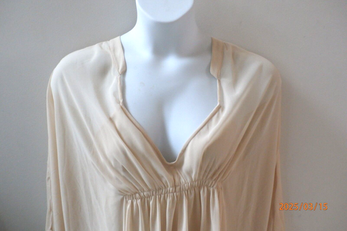 NEW VENUS Size L Ivory Sheer Overlay Short Dress Batwing Babydoll Lined G908 - Picture 9 of 10