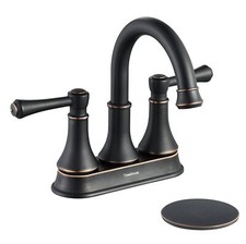 Oil Rubbed Bronze 2 Handle Centerset Bathroom Sink Faucet With Pop Up Drain High