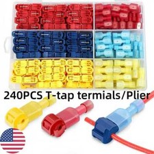 240Pcs Quick Splice T-Tap Insulated Crimp Terminals Kit Spade Wire Connectors US
