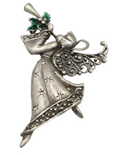 Spilla angelo JJ bigiotteria americana peltro smalto strass vintage anni ‘80 USA