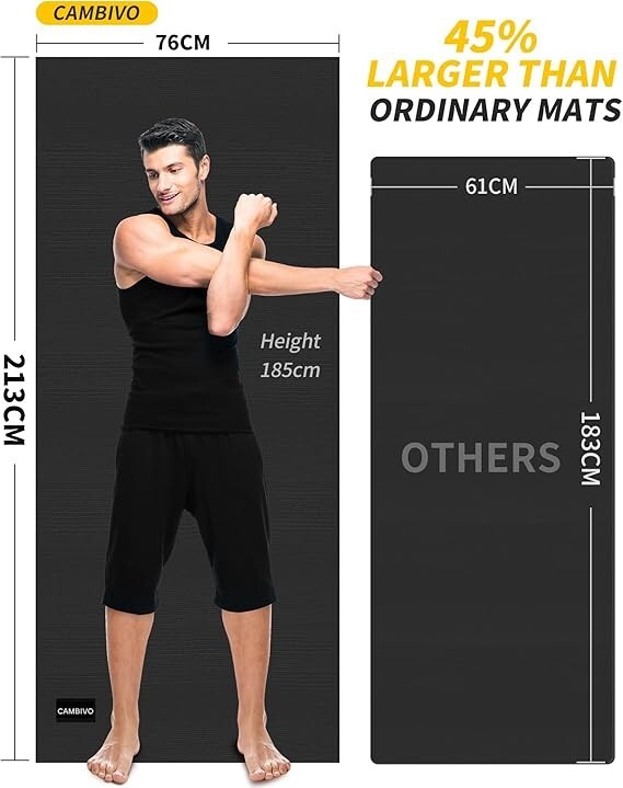 Extra Long Wide 84x30 Inch Yoga Mat for Men and Women 1/4 Inch Thick